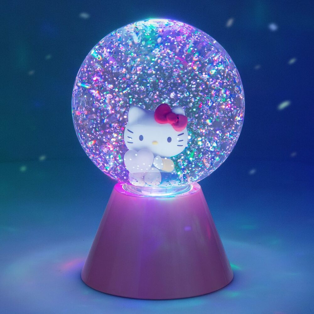 Lámpara LED de Hello Kitty con purpurina y base rosa - 8