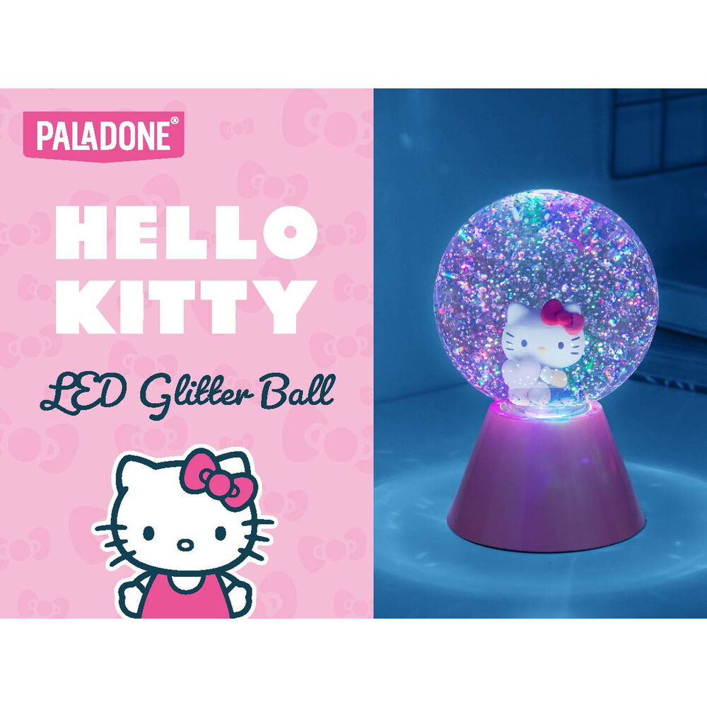 Lámpara LED de Hello Kitty con purpurina y base rosa - 13