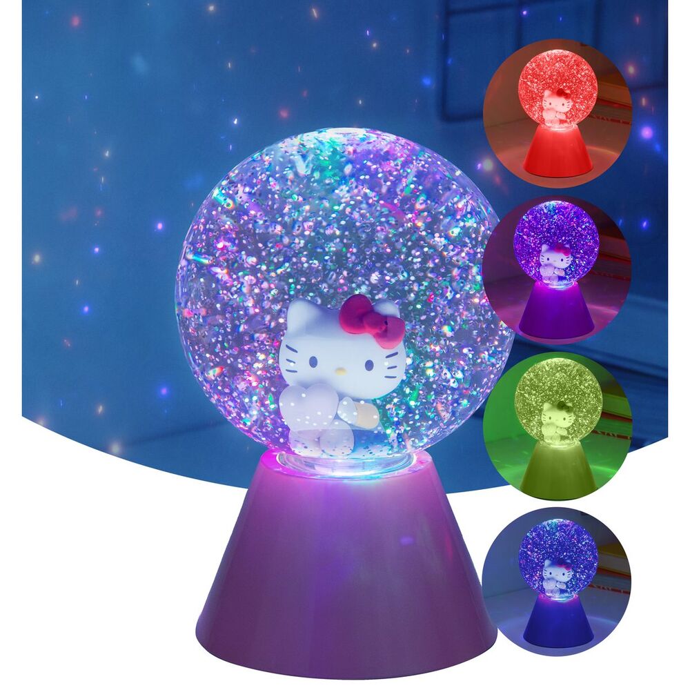 Lámpara LED de Hello Kitty con purpurina y base rosa - 15