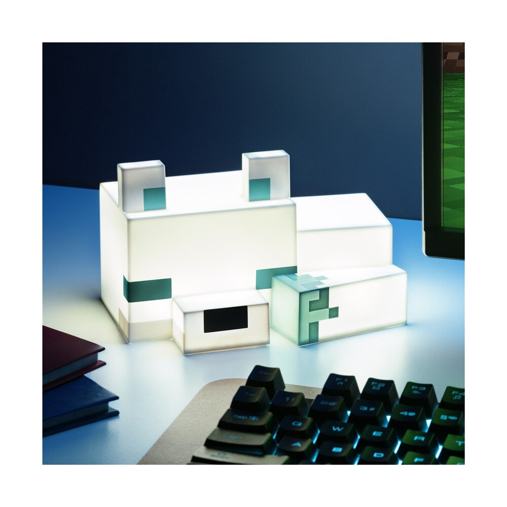 Lámpara nocturna 3D de Minecraft con diseño de Zorro Ártico - 3