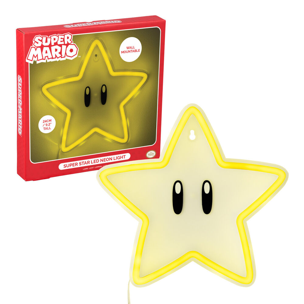 Lámpara LED de pared con forma de Super Estrella de Super Mario Bros