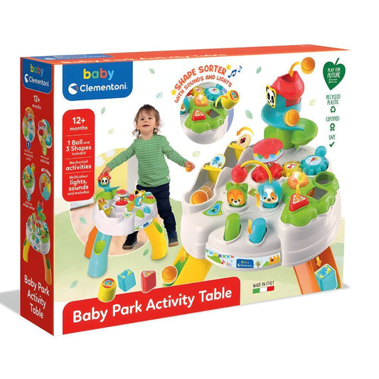 Mesa de actividades Baby Park de Clementoni con luces, sonidos y toboganes