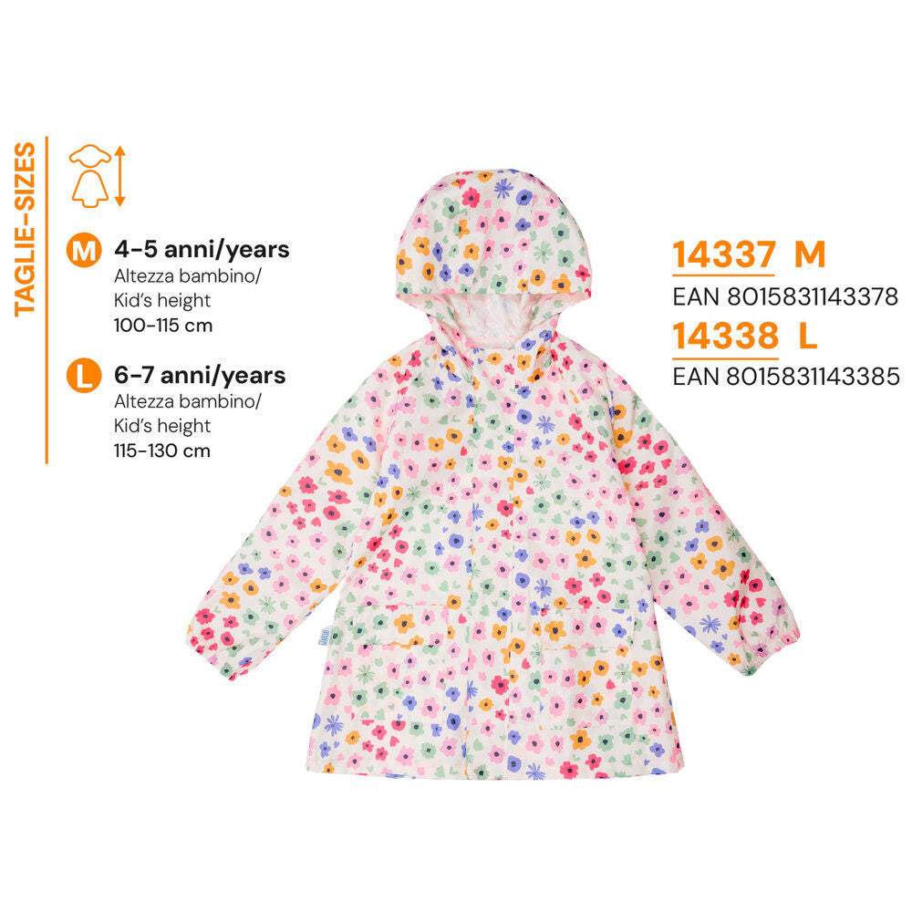 Chubasquero infantil PERLETTI Fresas estampado floral con capucha