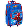 Trolley escolar azul de Spider-Man Marvel con ruedas y bolsillo frontal