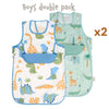 Set de dos delantales impermeables PERLETTI con estampados infantiles