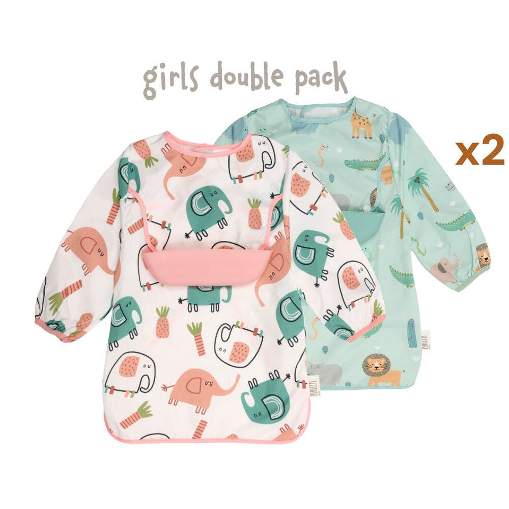 Set de dos delantales infantiles impermeables PERLETTI con mangas largas y bolsillo