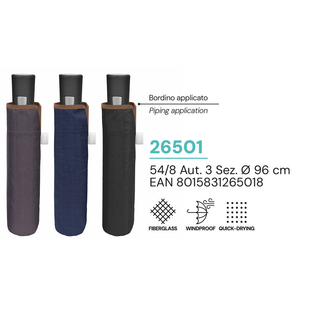 Paraguas PERLETTI plegable automático con ribete en colores surtidos