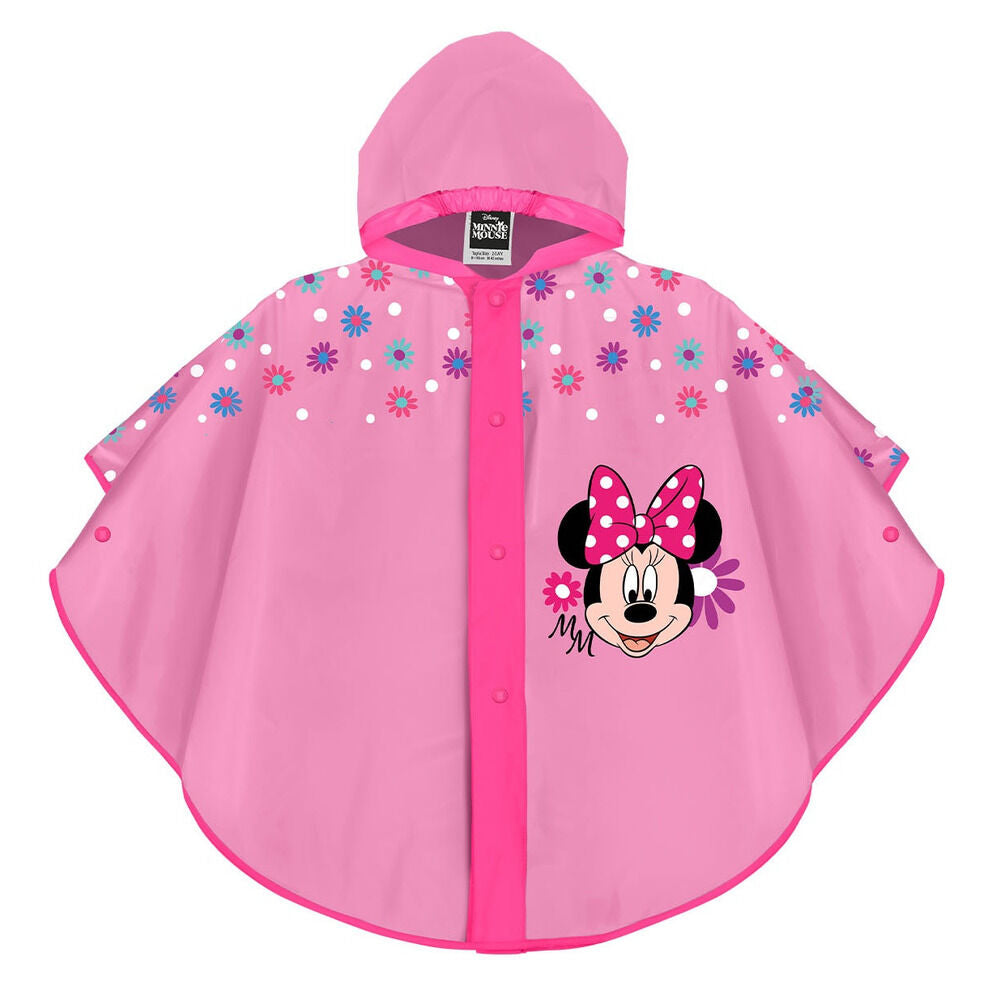 Chubasquero rosa con capucha y estampado de Minnie Disney