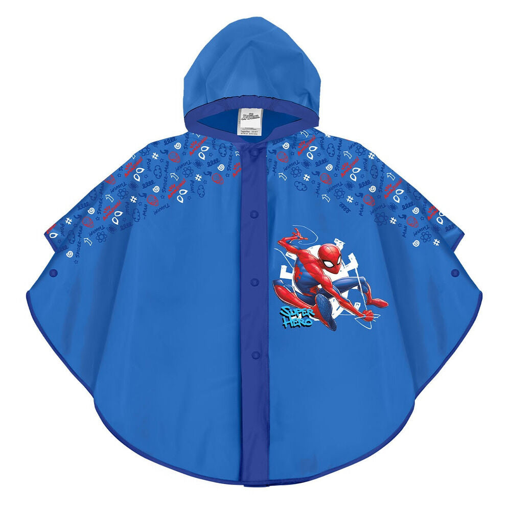 Chubasquero azul de Spiderman Marvel con capucha para niños
