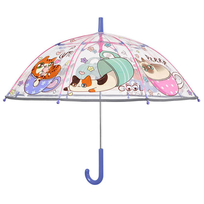 Paraguas transparente Perletti con estampado de gatitos - 2