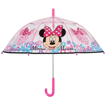 Paraguas transparente Minnie Disney con estampado floral y mango rosa - 2