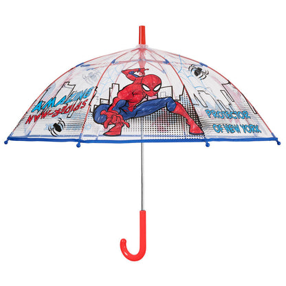 Paraguas transparente Spiderman Marvel con cúpula azul y roja - 2