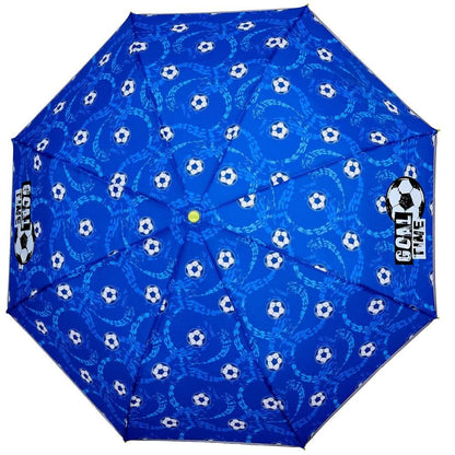 Paraguas plegable PERLETTI azul con diseño de balones de fútbol - 3