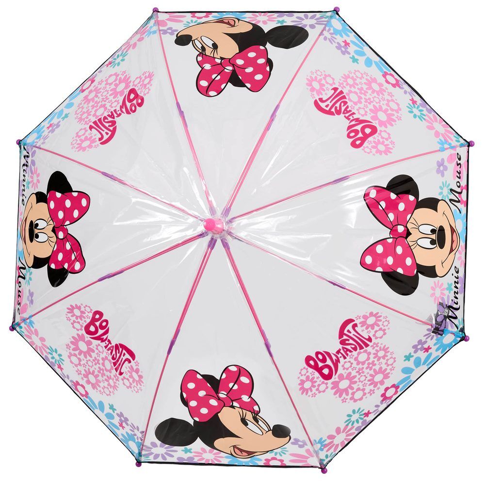 Paraguas transparente Minnie Disney con estampado floral y mango rosa - 3