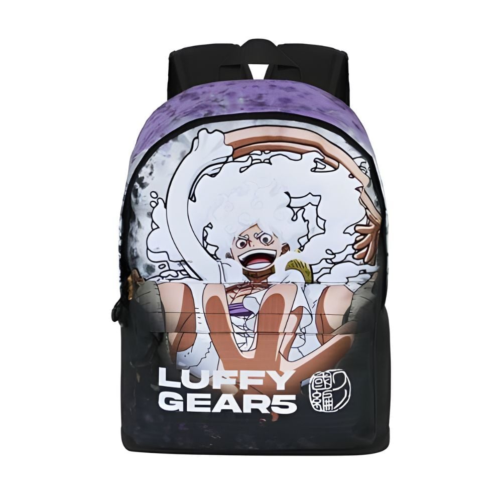 Mochila negra de One Piece con ilustración de Luffy Gear 5