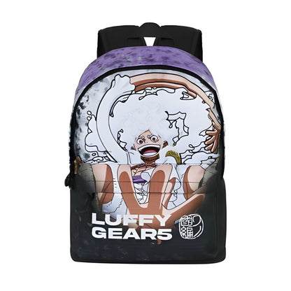Mochila negra de One Piece con ilustración de Luffy Gear 5