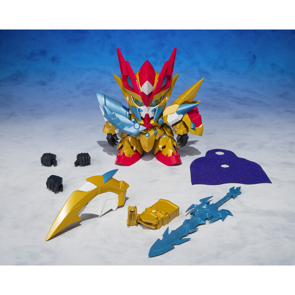 Figura Holy Dragon Knight Zero Gundam SD Gundam con armadura dorada, roja y azul - 2