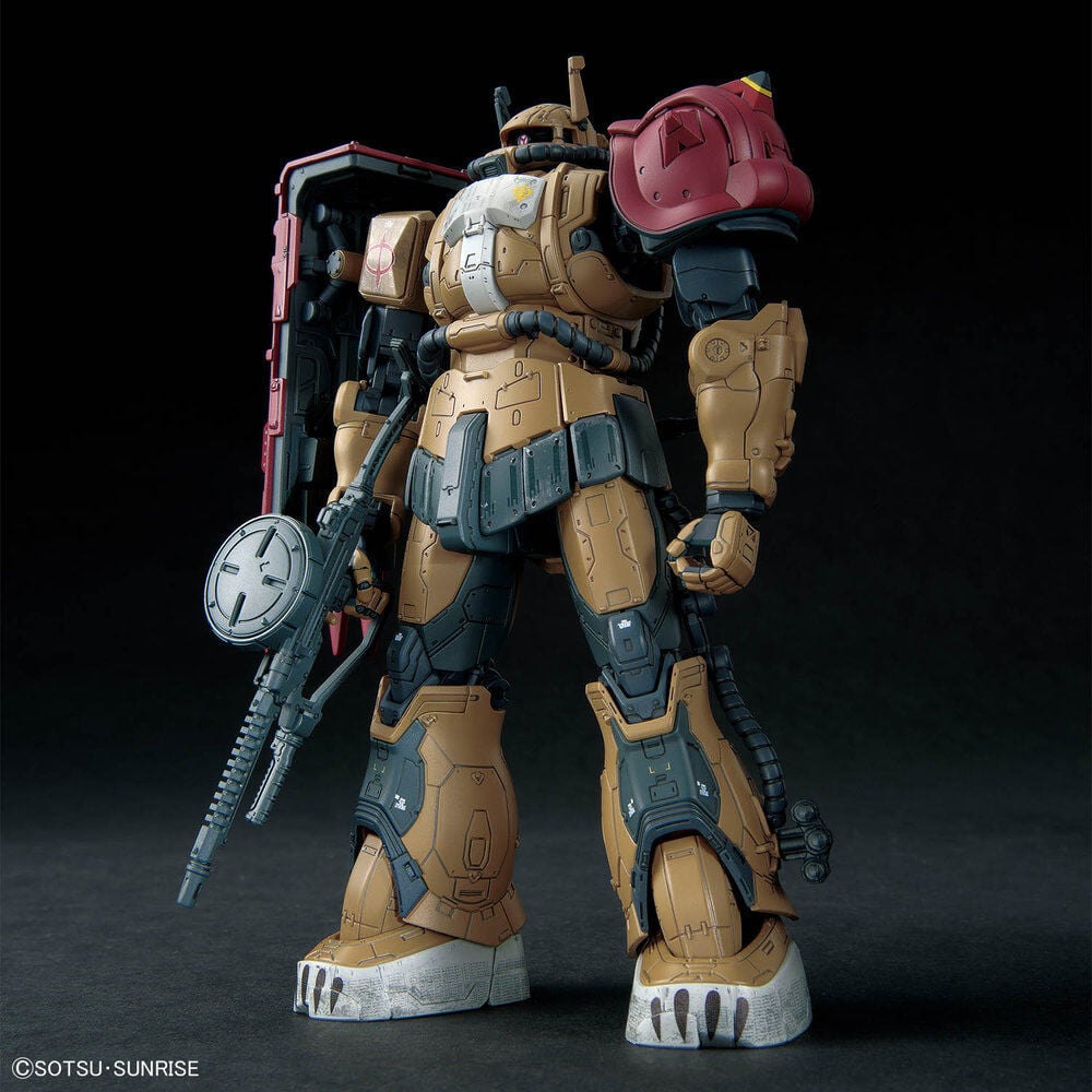 Maqueta HG 1/144 MS-06F Zaku II Type F Solari en tonos arena y rojo