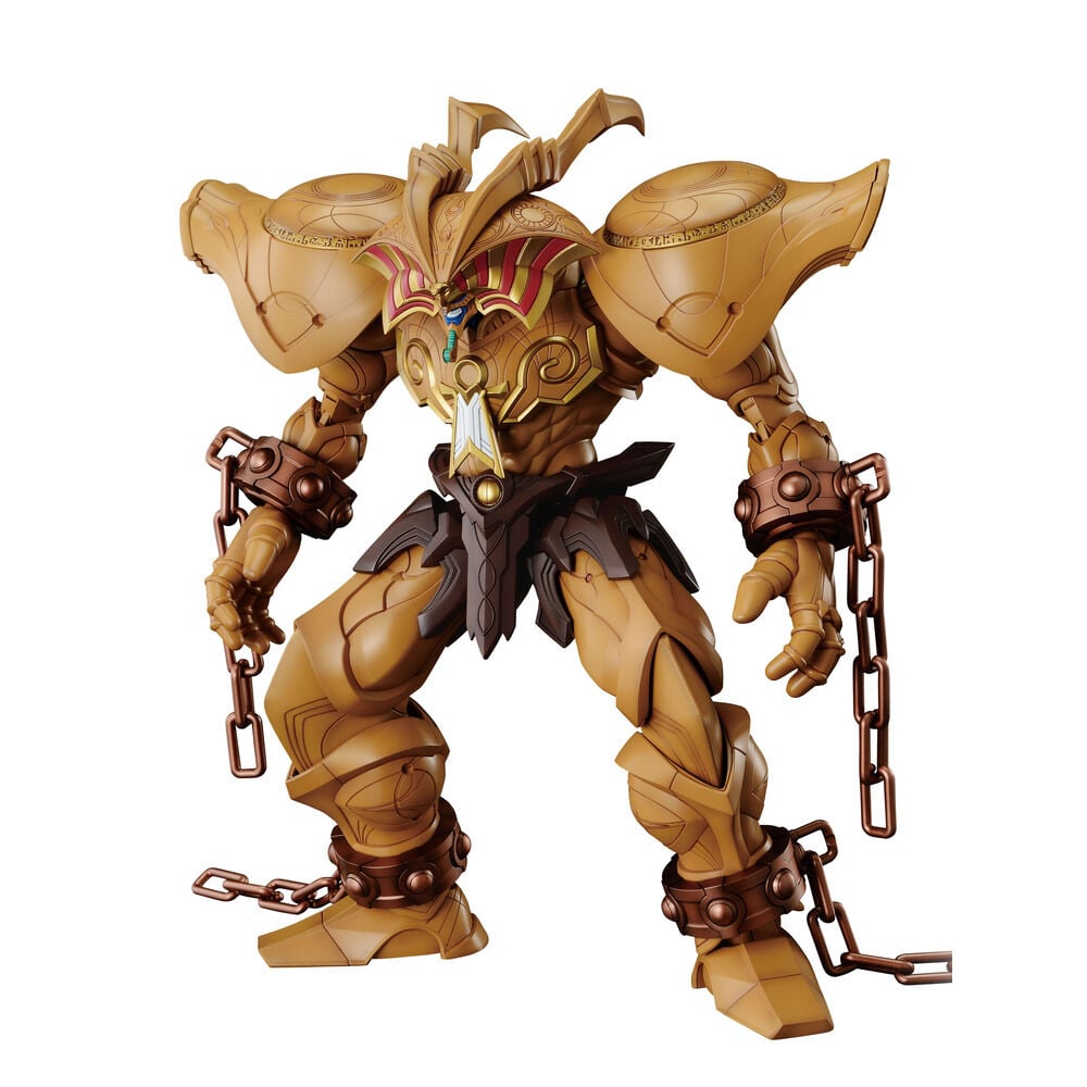 Maqueta Legendary Exodia Incarnate de Yu-Gi-Oh! con armadura dorada y cadenas
