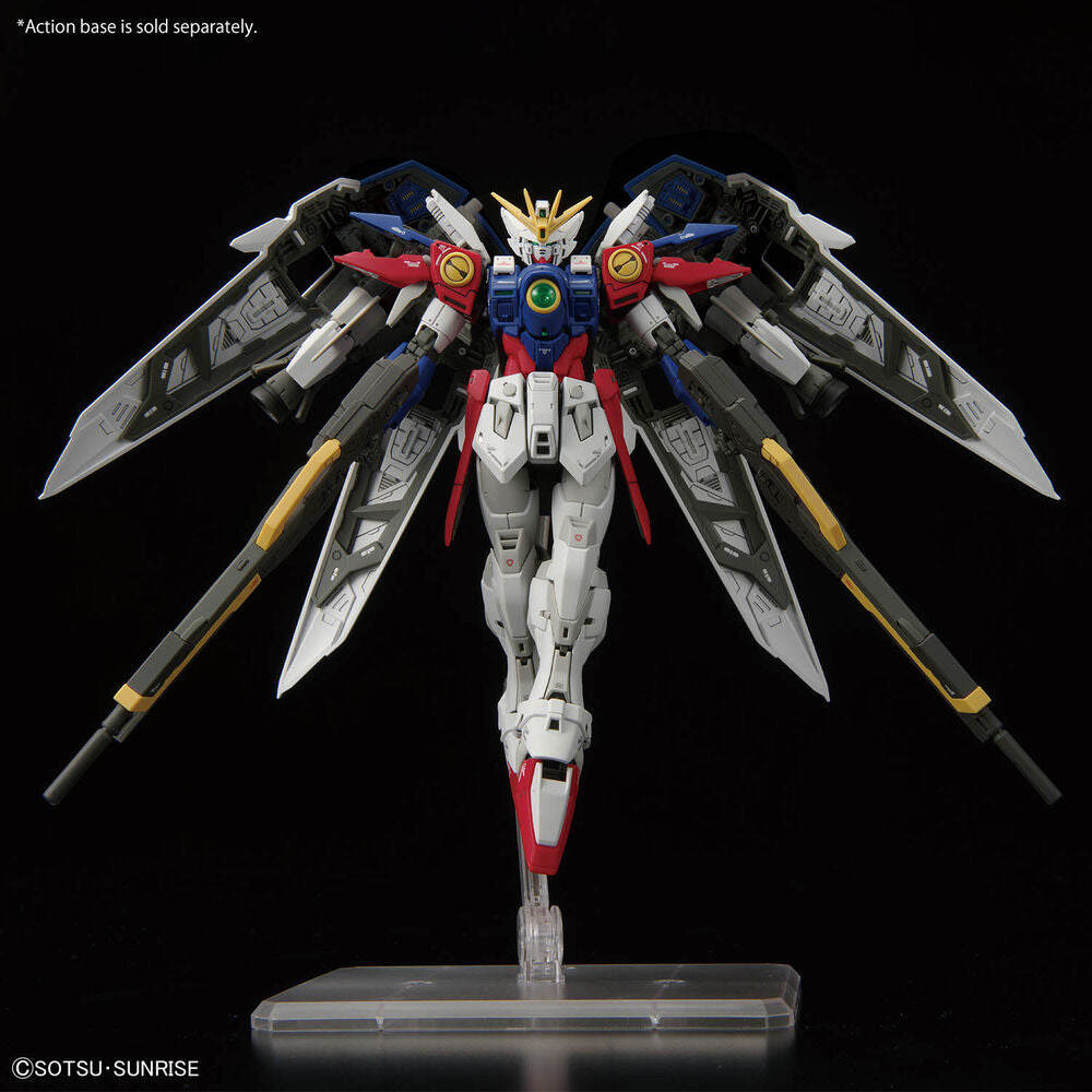 Maqueta RG 1/144 Wing Gundam Zero blanca, azul y roja con grandes alas - 4