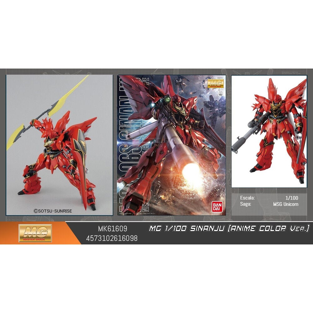 Maqueta MG 1/100 MSN-06S Sinanju roja con arma gris - 2