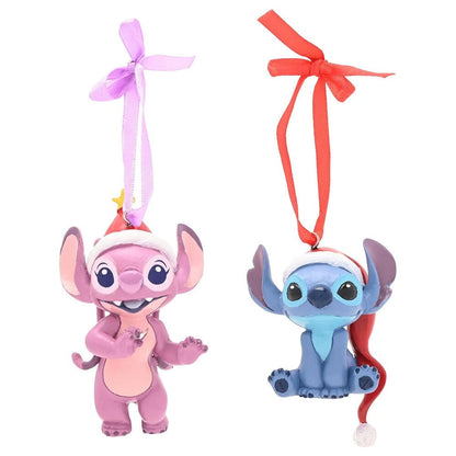 Set de dos adornos navideños Disney Stitch en azul y rosa