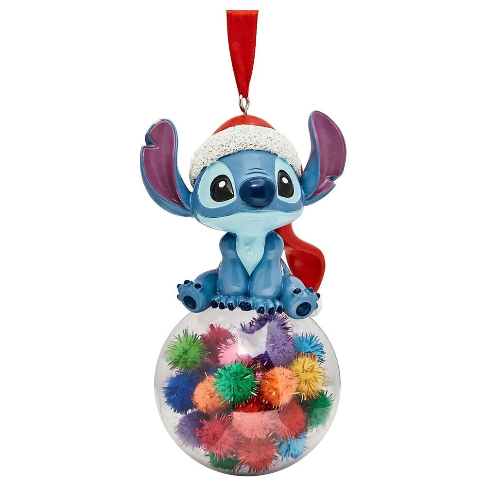 Adorno navideño de Stitch Disney con bola transparente multicolor