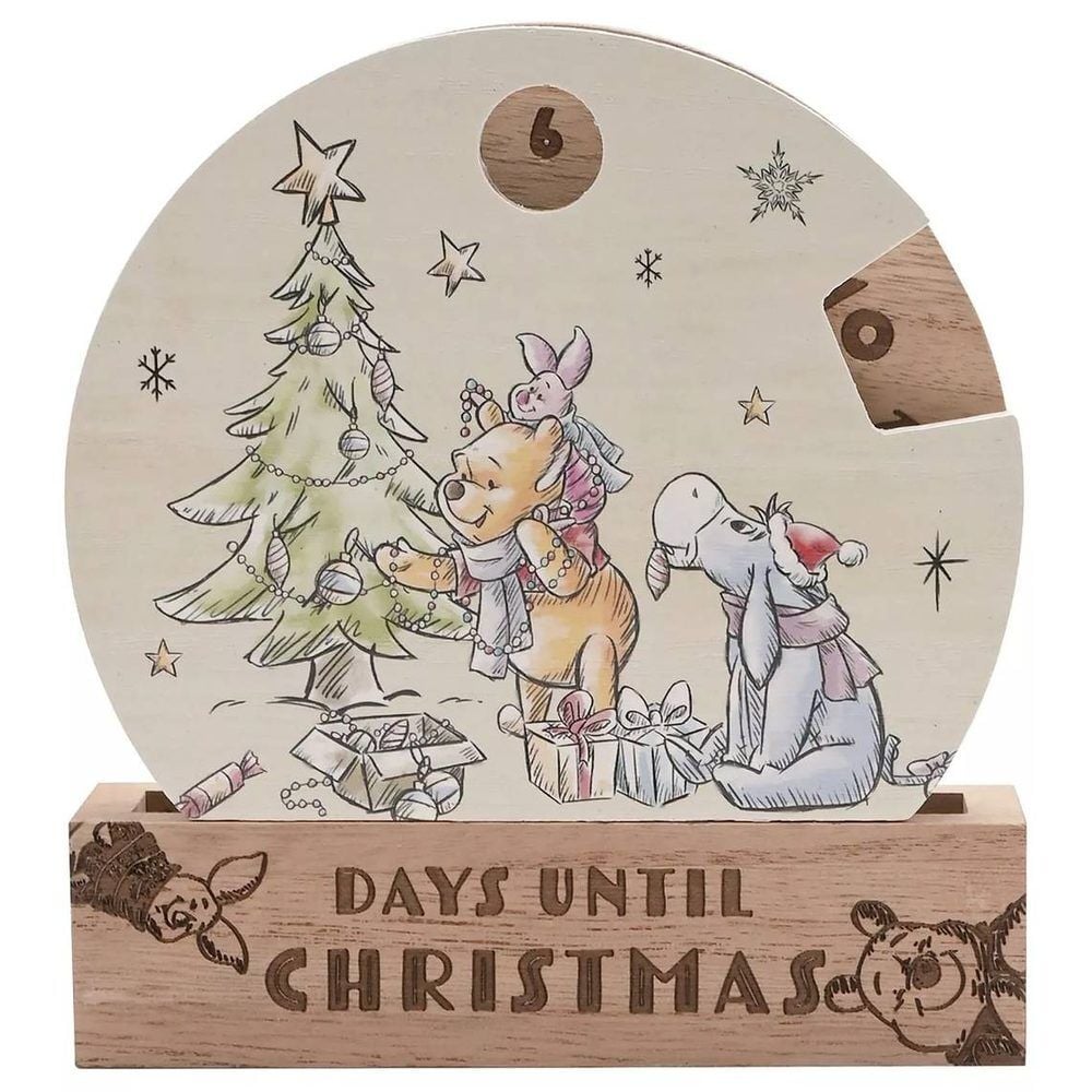 Calendario de madera de cuenta atrás para Navidad de Winnie the Pooh Disney