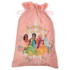 Saco de Navidad rosa con Princesas Disney, flores y lazo