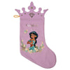Calcetín navideño lila de Jasmine Disney Aladdin con corona y flores