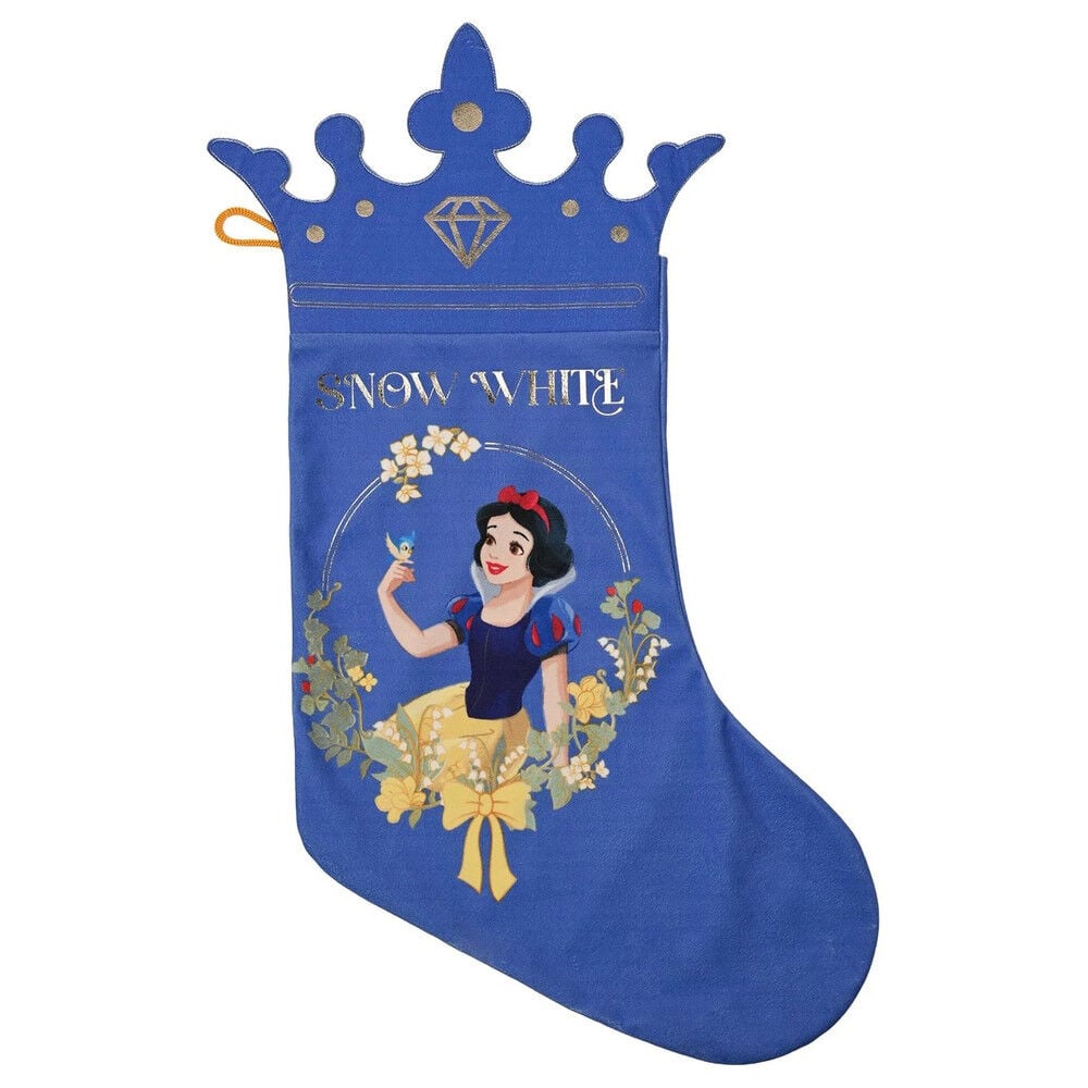 Calcetín de Navidad azul de Blancanieves Disney con detalles dorados
