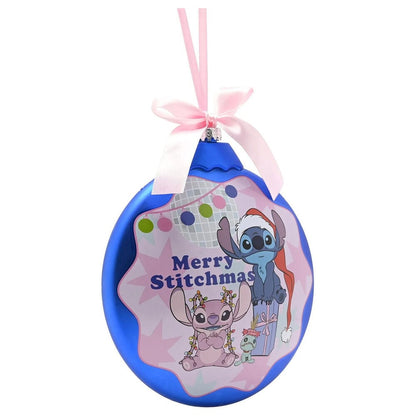 Bola de Navidad Disney Stitch azul y rosa con cinta