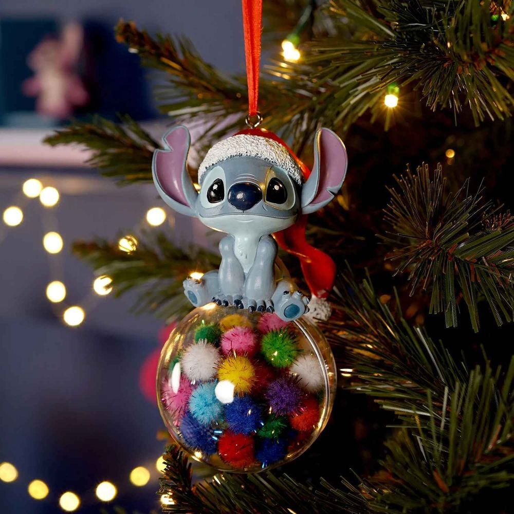 Adorno navideño de Stitch Disney con bola transparente multicolor - 2