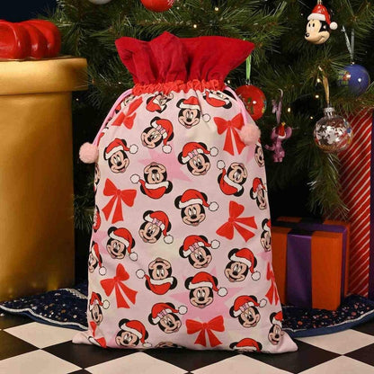 Saco de Navidad Disney de Mickey y Minnie con cordón rosa - 2
