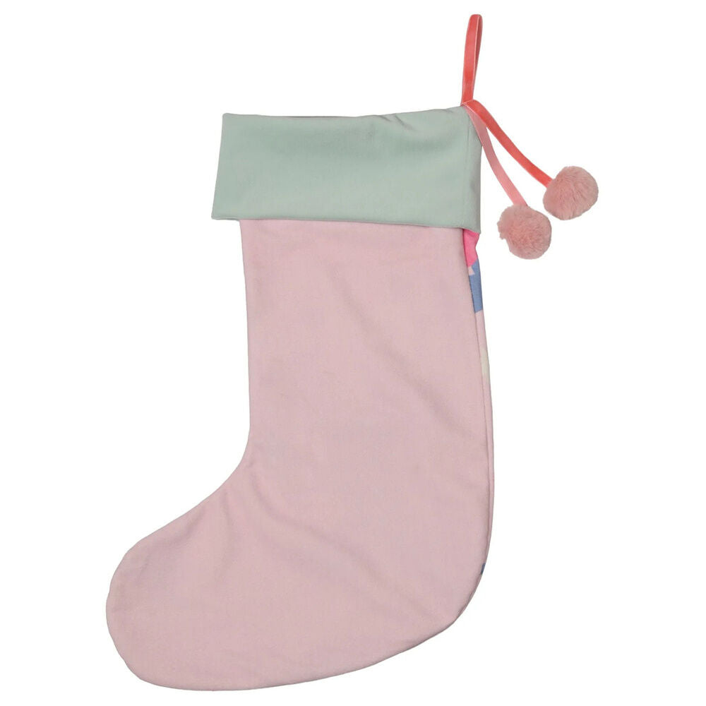 Calcetín navideño rosa de Stitch Disney con estampado festivo - 2