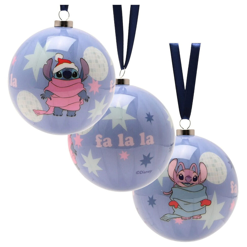 Set de cuatro bolas de Navidad de Stitch Disney en un árbol - 4