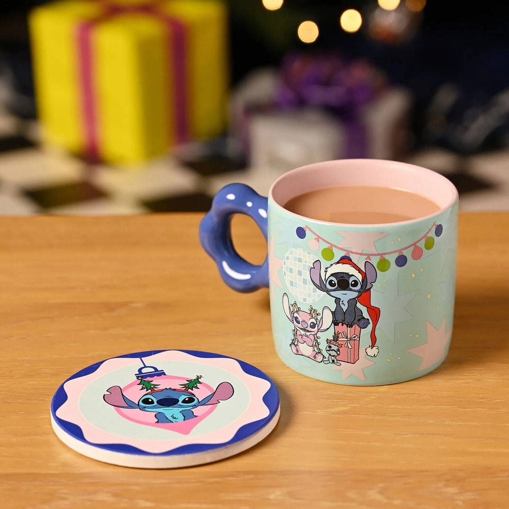 Set de taza y posavasos de cerámica con diseño de Stitch Disney
