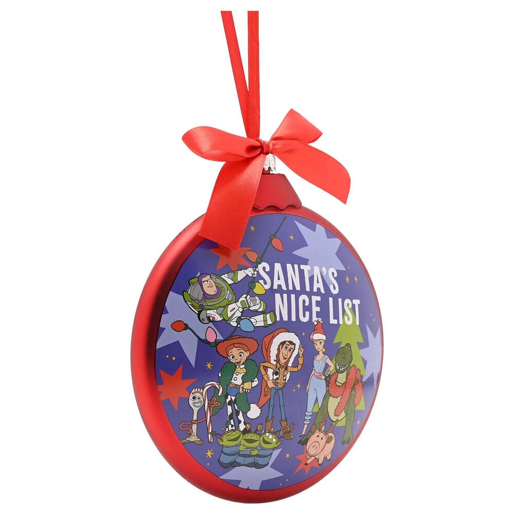 Bola de Navidad Toy Story con personajes y lazo rojo