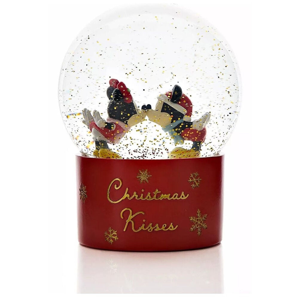 Bola de nieve navideña Disney con Mickey y Minnie Kisses