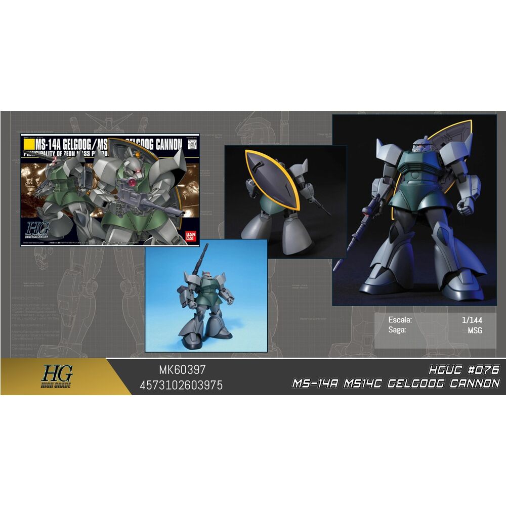 Maqueta HGUC 1/144 MS-14C Gelgoog Cannon de Gundam - 2