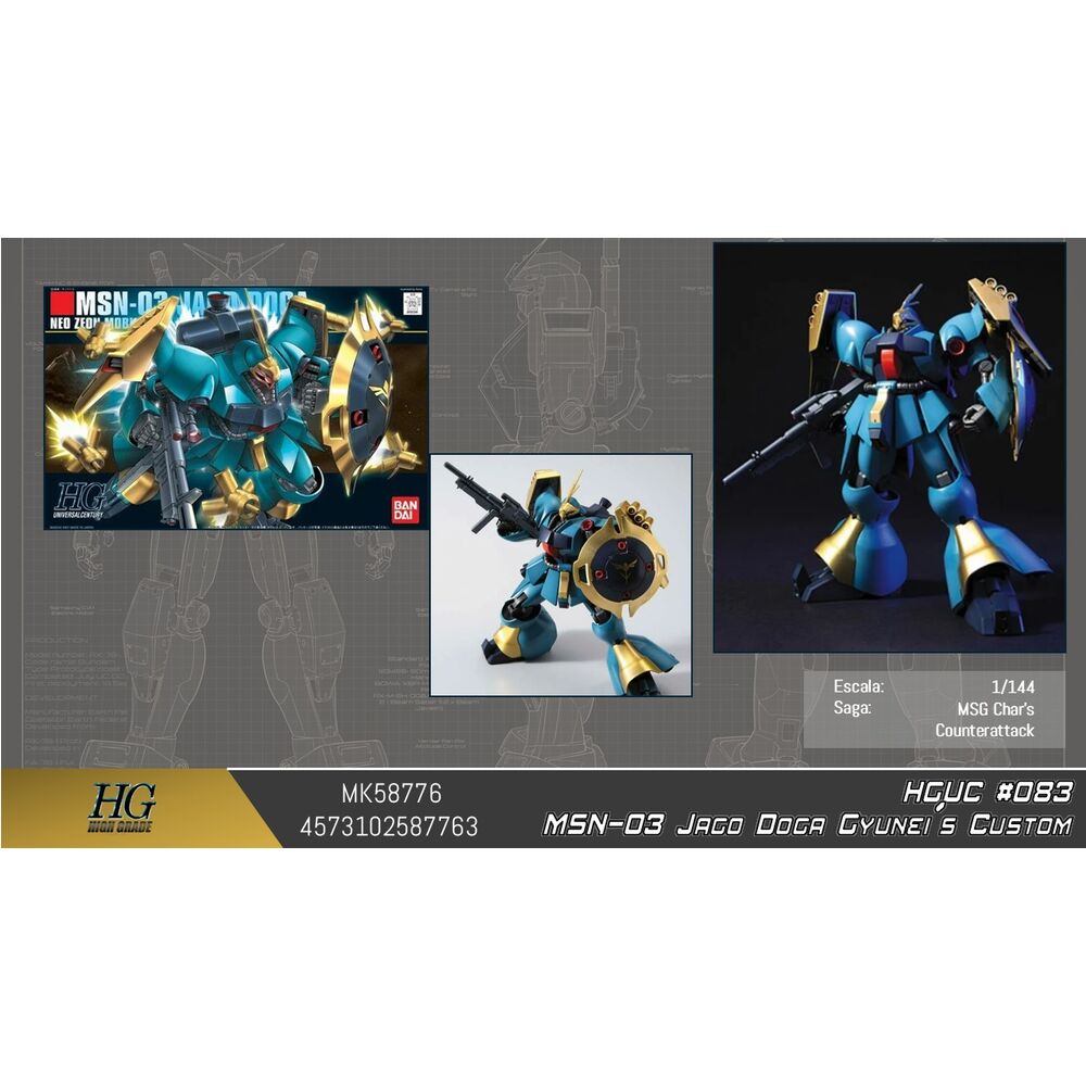 Maqueta HGUC 1/144 MSN-03 Jagd Doga de Gyunei Guss en azul y dorado - 2