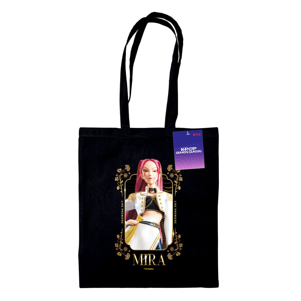 Bolsa negra de Mira de Kpop Demon Hunters con asas largas