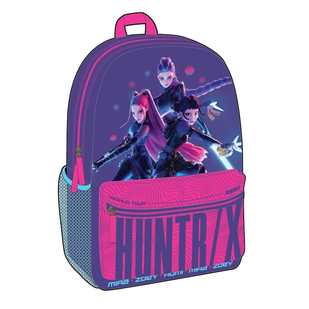 Mochila Huntrix de K-Pop Demon Hunters morada y rosa