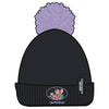 Gorro negro de KPop Demon Hunters con pompón lila e ilustración de HUNTR/X