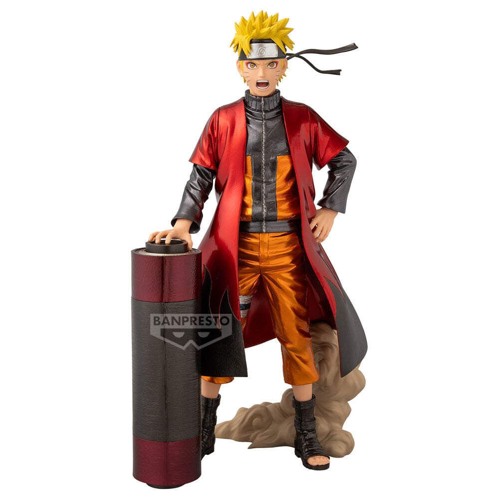 Figura de Naruto Uzumaki de Naruto Shippuden con capa roja y traje naranja