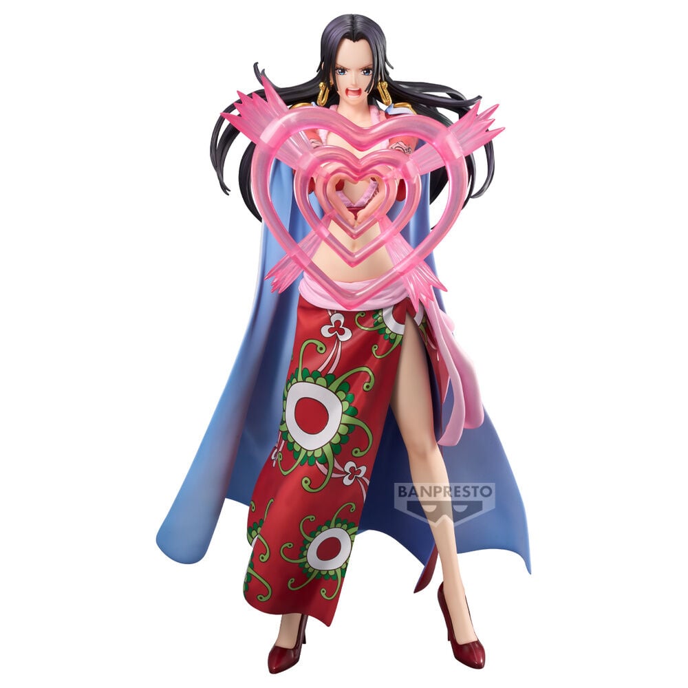 Figura de Boa Hancock de One Piece con efecto de corazones rosas