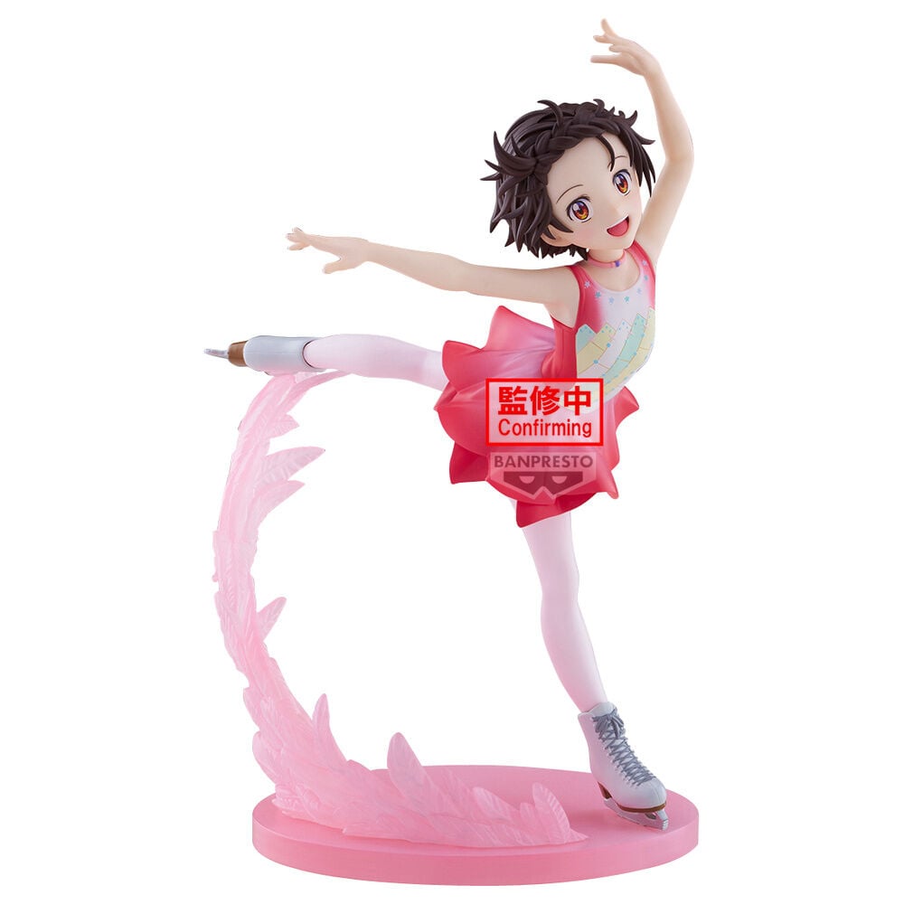 Figura de Inori Yuitsuka de BANPRESTO patinando sobre una base rosa