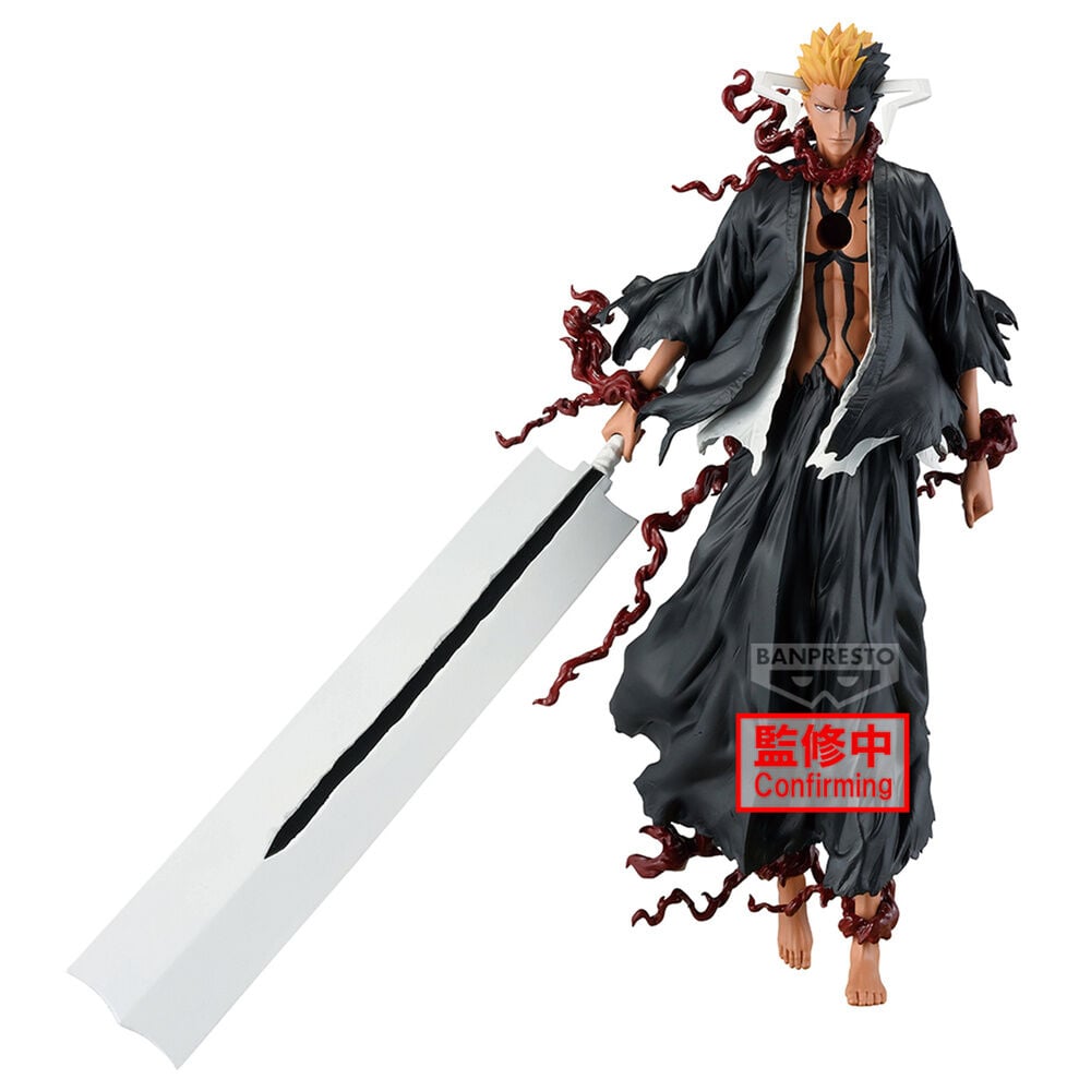 Figura de Ichigo Kurosaki de Bleach con espada blanca y cadenas rojas
