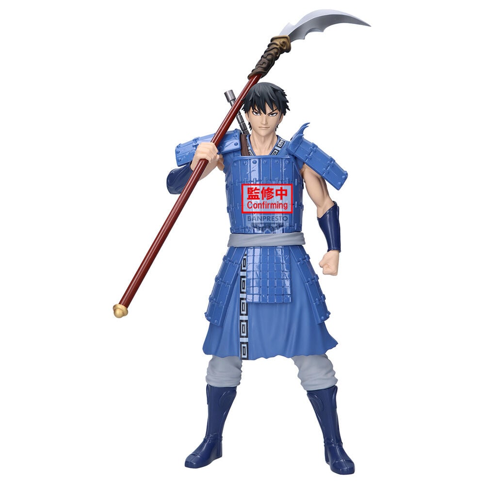 Figura Shin Grandista de Kingdom con armadura azul y arma de asta