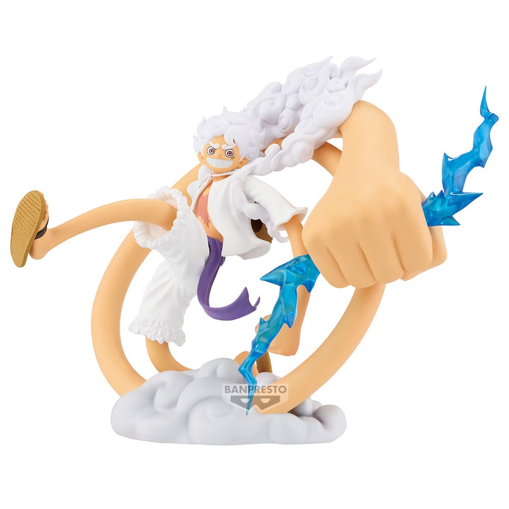 Figura de Monkey D. Luffy Gear 5 de One Piece con efectos azules